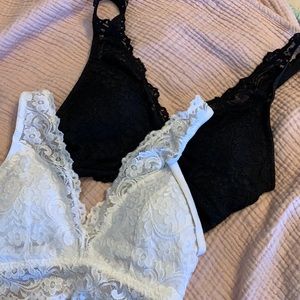 Smart and sexy size medium bralettes 2 each sold together black snd white